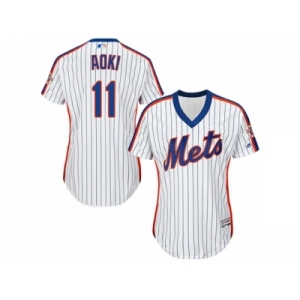 Women Majestic New York Mets #11 Norichika Aoki Replica White Alternate Cool Base MLB Jersey