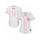 Women Majestic New York Mets #11 Norichika Aoki Replica White Fashion Cool Base MLB Jersey