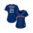 Women New York Mets #21 Todd Frazier Blue(Grey NO.) Alternate Stitched MLB Jersey