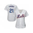 Women New York Mets #21 Todd Frazier White(Blue Strip) Home Stitched MLB Jersey