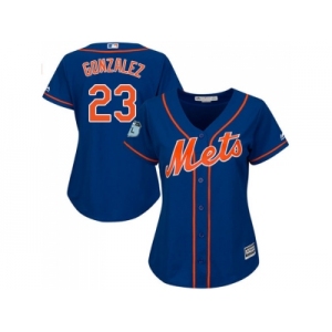 Women New York Mets #23 Adrian Gonzalez Blue Alternate Stitched MLB Jersey