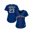 Women New York Mets #23 Adrian Gonzalez Blue(Grey NO.) Alternate Stitched MLB Jersey