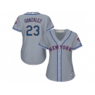 Women New York Mets #23 Adrian Gonzalez Grey Road Stitched MLB Jersey