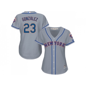 Women New York Mets #23 Adrian Gonzalez Grey Road Stitched MLB Jersey