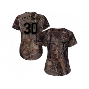 Women New York Mets #30 Michael Conforto Camo Realtree Collection Cool Base Stitched MLB Jersey