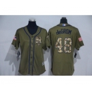 Women New York Mets #48 Jacob deGrom Authentic Green Salute to Service MLB Jersey