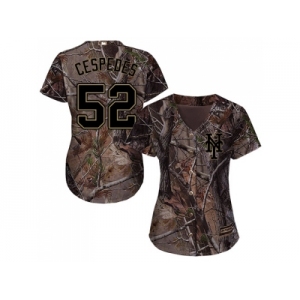 Women New York Mets #52 Yoenis Cespedes Camo Realtree Collection Cool Base Stitched MLB Jersey