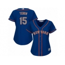 Women's Majestic New York Mets #15 Tim Tebow Authentic Royal Blue Alternate Road Cool Base MLB Jersey