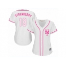 Women's Majestic New York Mets #18 Darryl Strawberry Authentic White Fashion Cool Base MLB Jersey