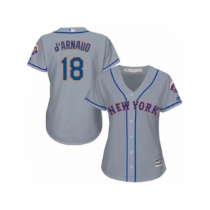 Women's Majestic New York Mets #18 Travis d'Arnaud Authentic Grey Road Cool Base MLB Jersey