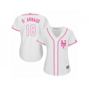 Women's Majestic New York Mets #18 Travis d'Arnaud Authentic White Fashion Cool Base MLB Jersey