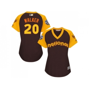 Women's Majestic New York Mets #20 Neil Walker Authentic Brown 2016 All-Star National League BP Cool Base MLB Jersey