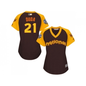 Women's Majestic New York Mets #21 Lucas Duda Authentic Brown 2016 All-Star National League BP Cool Base MLB Jersey