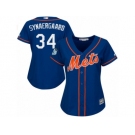 Women's Majestic New York Mets #34 Noah Syndergaard Authentic Royal Blue 2017 Spring Training Cool Base MLB Jersey