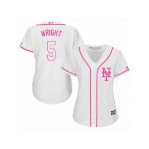 Women's Majestic New York Mets #5 David Wright Authentic White Fashion Cool Base MLB Jersey