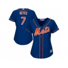 Women's Majestic New York Mets #7 Jose Reyes Replica Royal Blue Alternate Home Cool Base MLB Jersey