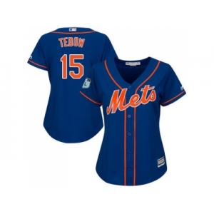 Women's New York Mets #15 Tim Tebow Blue Alternate Stitched MLB Jersey