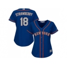 Women's New York Mets #18 Darryl Strawberry Blue(Grey NO.) Alternate Stitched MLB Jersey