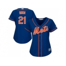 Women's New York Mets #21 Lucas Duda Blue Alternate Stitched MLB Jersey