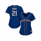 Women's New York Mets #21 Lucas Duda Blue(Grey NO.) Alternate Stitched MLB Jersey