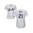 Women's New York Mets #21 Lucas Duda White(Blue Strip) Home Stitched MLB Jersey