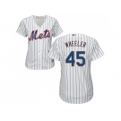 Women's New York Mets #45 Zack Wheeler White(Blue Strip) Home Stitched MLB Jersey