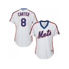 Women's New York Mets #8 Gary Carter White(Blue Strip) Alternate Stitched MLB Jersey