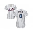 Women's New York Mets #8 Gary Carter White(Blue Strip) Home Stitched MLB Jersey