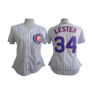 women mlb jerseys chicago cubs #34 lester white[blue strip][lester]