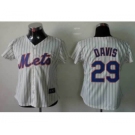 women mlb jerseys new york mets #29 davis cream(blue strip)