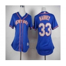 women mlb jerseys new york mets #33 harvey blue[number grey]