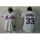 women mlb jerseys new york mets #33 harvey cream(blue stripe)