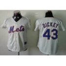 women mlb jerseys new york mets #43 dickey cream(blue stripe)