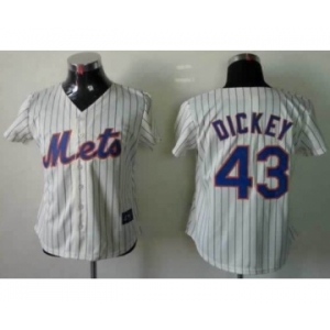 women mlb jerseys new york mets #43 dickey cream(blue stripe)