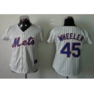 women mlb jerseys new york mets #45 Wheeler cream(blue stripe)