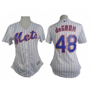 women mlb jerseys new york mets #48 degrom white[blue strip]