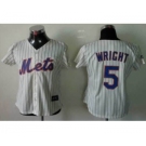 women mlb jerseys new york mets #5 wricht cream(blue strip)