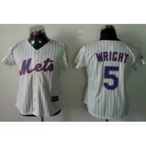 women mlb jerseys new york mets #5 wricht cream(blue strip)