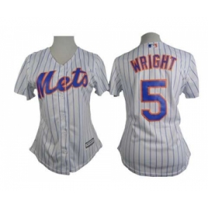 women mlb jerseys new york mets #5 wricht white[blue strip]