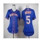 women mlb jerseys new york mets #5 wright blue[number silver]