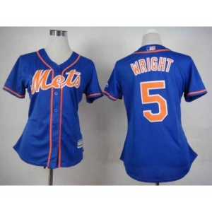 women mlb new york mets #5 david wright blue(number orange)