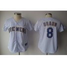 MLB Women Jerseys Milwaukee Brewers #8 Ryan Braun white[blue strip]