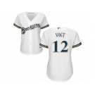 Women Majestic Milwaukee Brewers #12 Stephen Vogt Authentic White Home Cool Base MLB Jersey