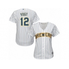 Women Majestic Milwaukee Brewers #12 Stephen Vogt Replica White Alternate Cool Base MLB Jersey