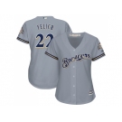 Women Milwaukee Brewers #22 Christian Yelich Grey Road Stitched MLB Jersey