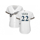 Women Milwaukee Brewers #22 Christian Yelich White Home Stitched MLB Jersey