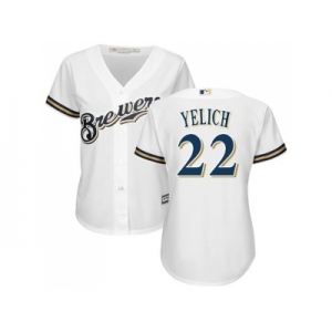 Women Milwaukee Brewers #22 Christian Yelich White Home Stitched MLB Jersey