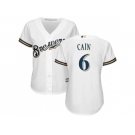 Women Milwaukee Brewers #6 Lorenzo Cain White Home Stitched MLB Jersey