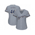 Women's Majestic Milwaukee Brewers #46 Corey Knebel Replica Grey Road Cool Base MLB Jersey