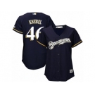 Women's Majestic Milwaukee Brewers #46 Corey Knebel Replica Navy Blue Alternate Cool Base MLB Jersey